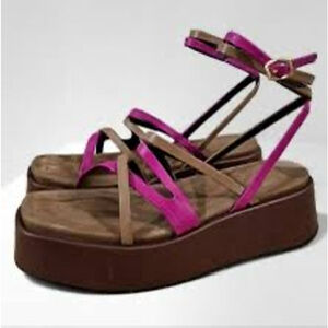 RAG & BONE | NWT Brown & Pink Leather Platform Sandals Size 7.5